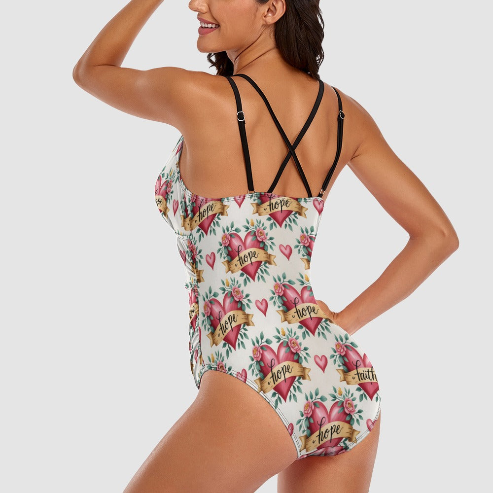 Faith Hope Heart One-Piece Swimwear